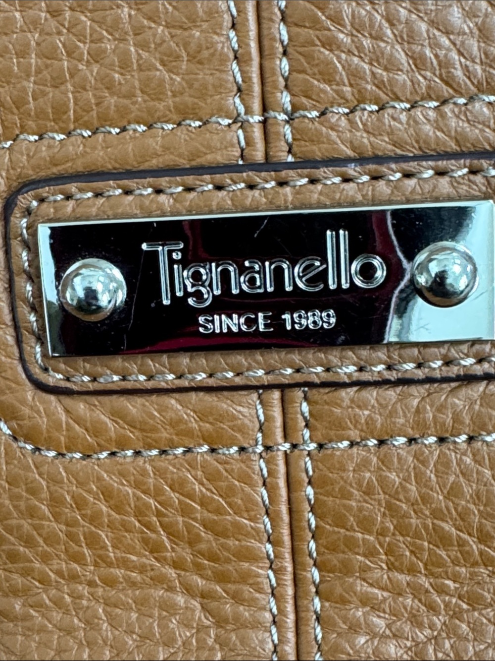 Tignanello Cognac Brown Leather Crossbody with Dual Front Zips - Picture 3 of 10